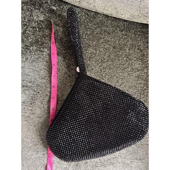 INC Black Beaded Wristlet Doris Mesh Pouch Evening NWOT - Picture 8 of 9